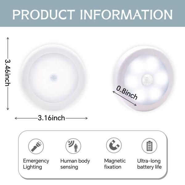 SolarEra Motion Sensor Lights Indoor AAA Battery Operated Stick On LED ...